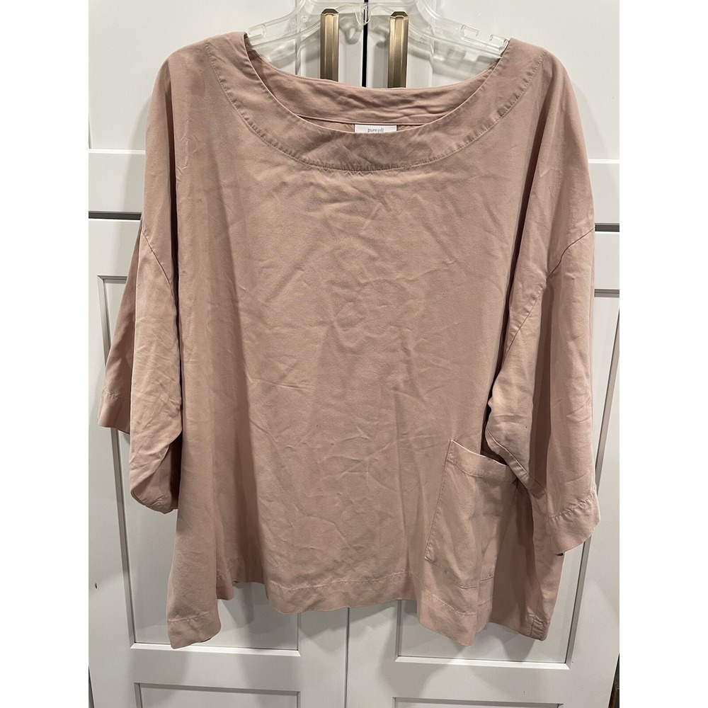 J.Jill‎ Pure Jill Boxy Top Sz XL Peach Modal Rayon Double Pocket Lagenlook SI37